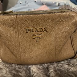 Brown Prada Mini Vitello Phenix Barrel Shoulder HandBag 