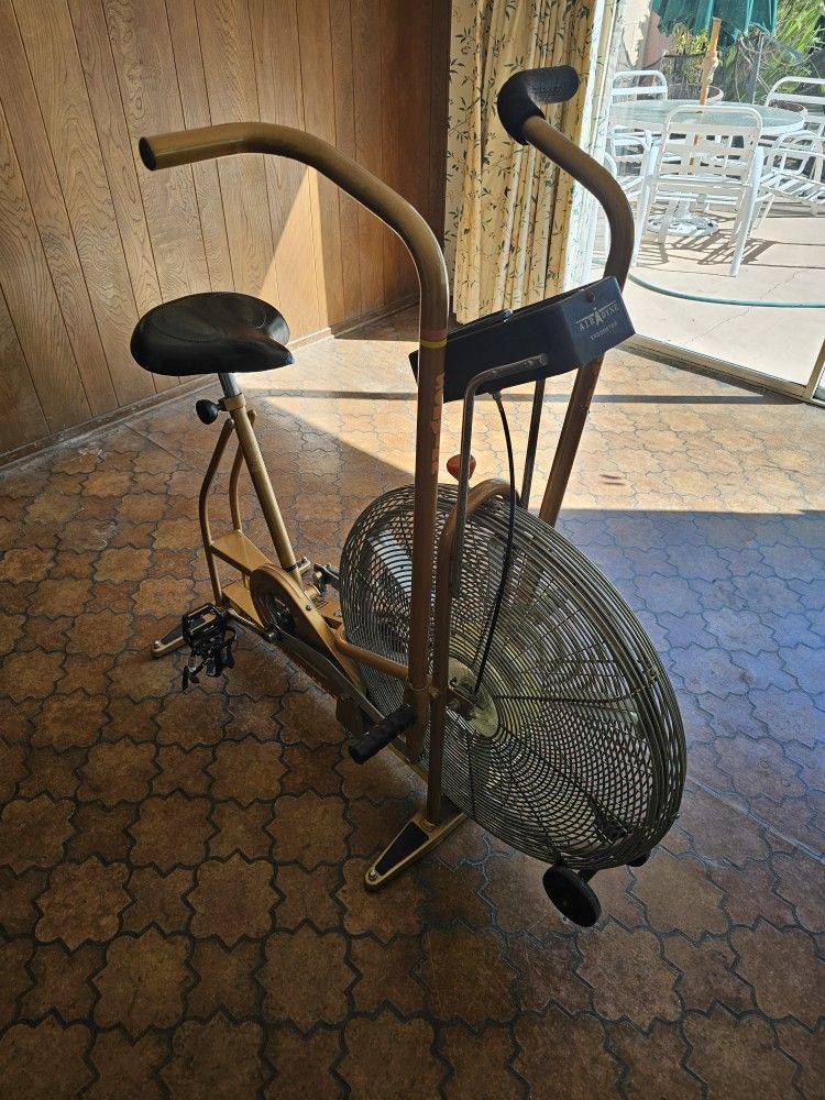 Ultra Cool Vintage MCM Gold Schwinn Airdyne Duel Action Exercise Bike ! Runs Well !