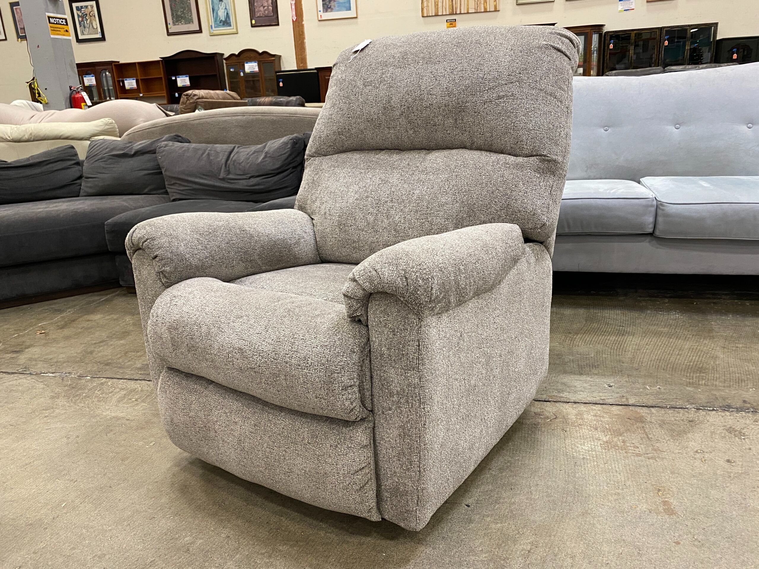 ASHLEY Greige Upholstered Manual Recliner
