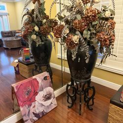 Huge Artificial Flowers In Vase And Stand 