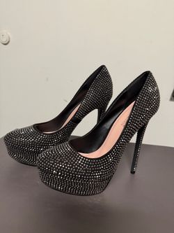 Dazzle Black Rhinestone Platform Stiletto Heels
