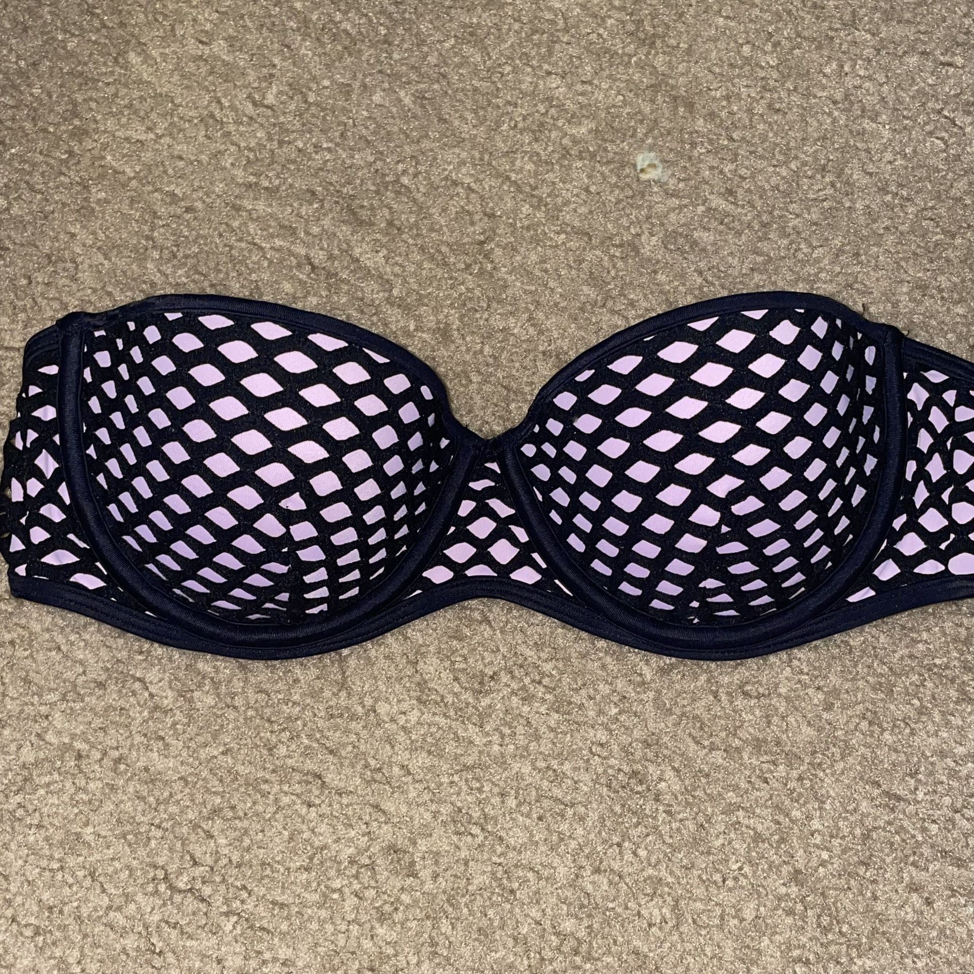 Victoria’s Secret 34C bathing suit top pink with black fishnet