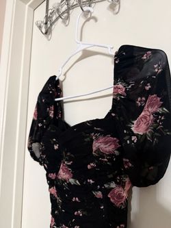 Black bustier  Floral Mesh Ruched Mini Dress