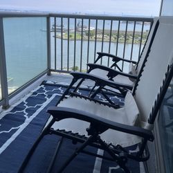 Student Owned 30 Dollars For 2 Negotiable Balcony/ Garden Foldable/Recliner Chair with Side Plate (Holder For Water And Container Of Book/ipad)