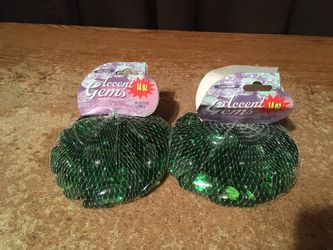 LOT OF 2 CRAFTERS SQUARE GREEN ACCENT GEMS 14 OZ. EACH DECORATING