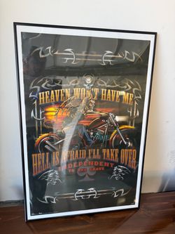 Framed Biker Skull Poster