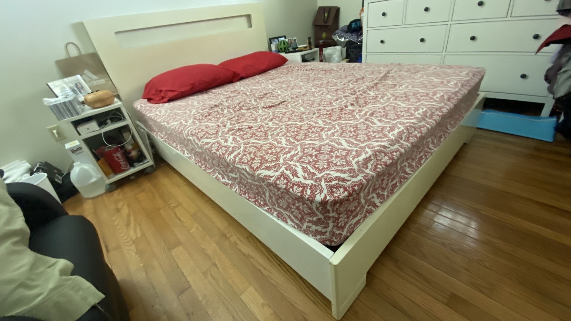 Queen Bed Frame, mattress, & pillow