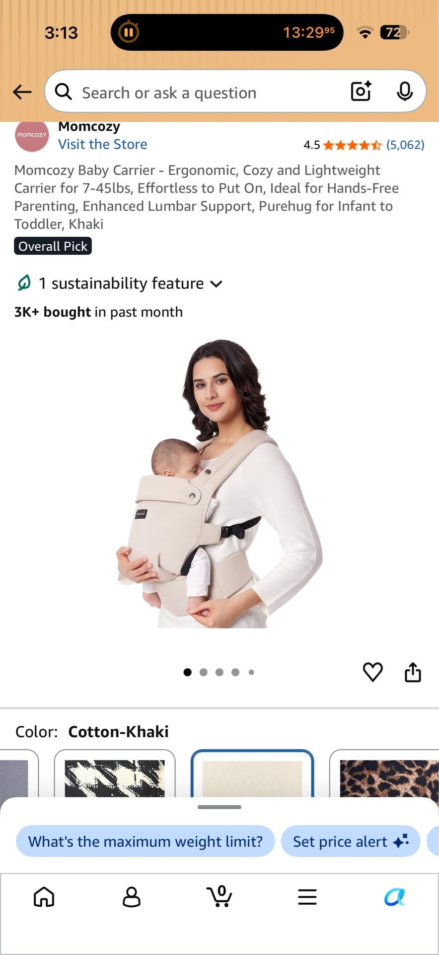 New Momcozy Baby Carrier Khaki
