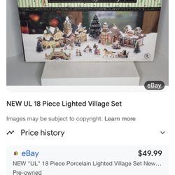 18 P Porcelain Lighted Village Set