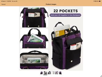 Purple and Black Multi-Pocket Backpack