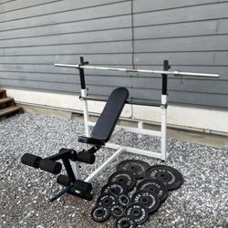  Weight Bench Press And Weights Bar 