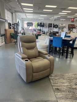 POWER RECLINED SOFA W USB PORT AND DRINK HOLDER IN EACH SIDE (TAUOE LEATHERETTE