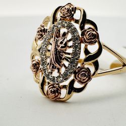 14K Gold 2-tone St Jude Ring 