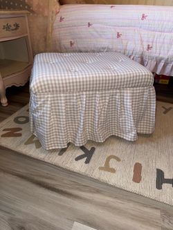 Charming Gingham Skirted Ottoman / Bench