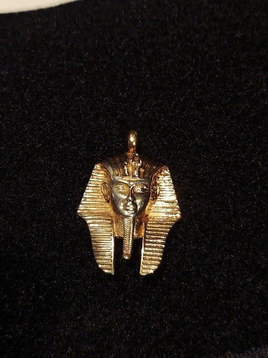 King Tut Sterling Silver Signed 925 Pharoah Necklace Pendant Egyptian 