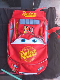 Pixar Cars Lightning McQueen Shape 16 inch Large School Backpack NEW