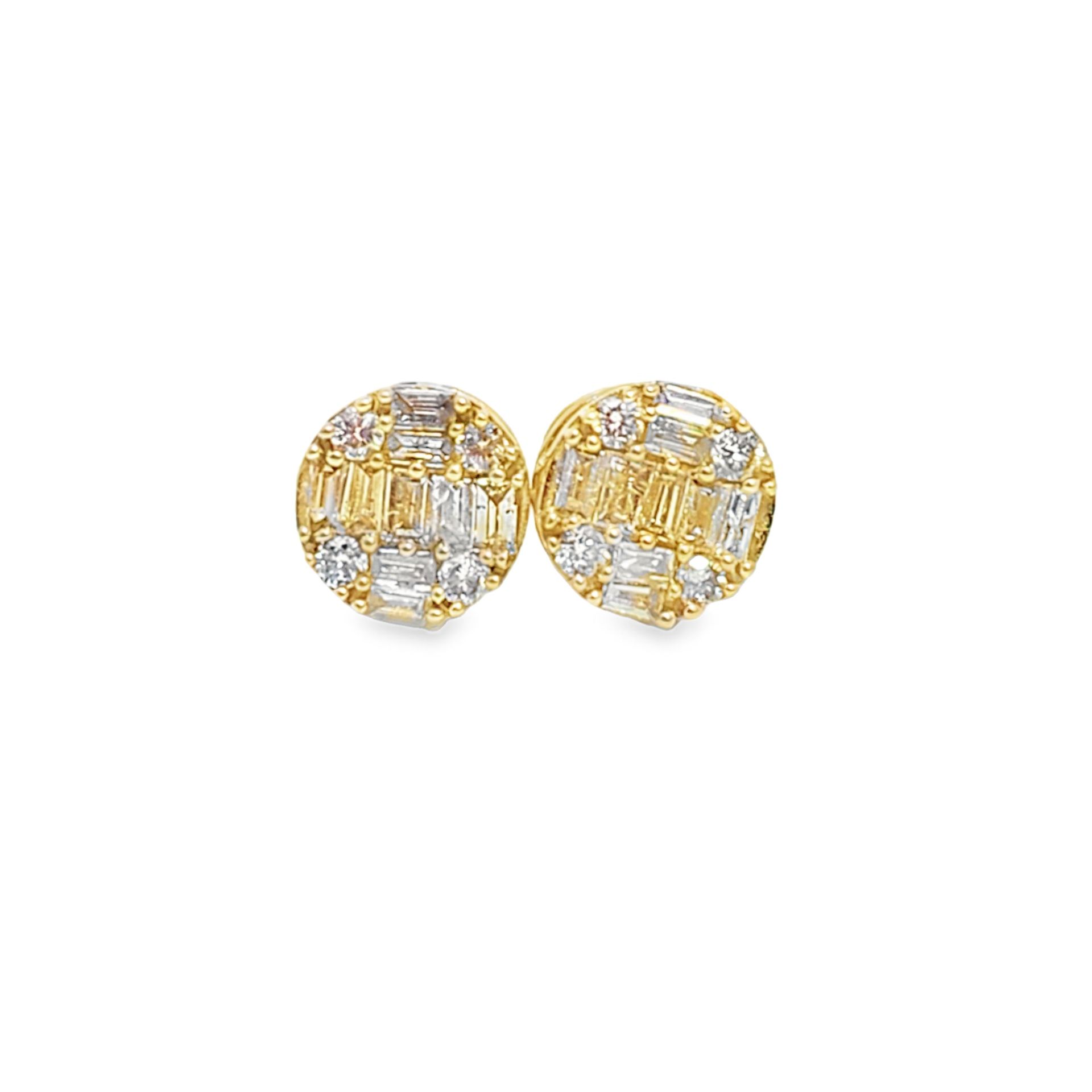 10k Yellow Gold Diamond Earrings with Round Brilliant Cut Diamonds 0.50 ctw