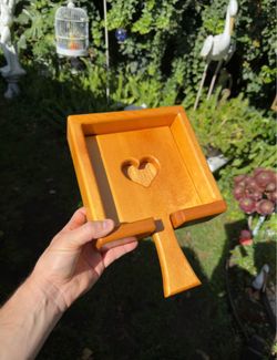 Handmade wooden heart cut out napkin holder