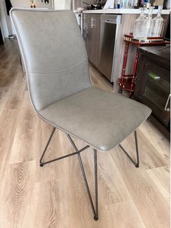 4 Dining Room Chairs, Set of 4, Grey, Faux Leather
