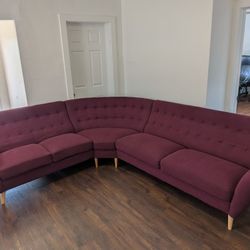 8' x 9' Burgundy Sectional Couch in Excellent Condition