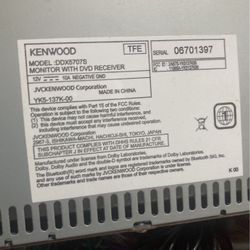 Kenwood DDX5707S Double Din Stereo