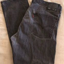 Levi 513 Mens Straight Fit Black Stone Washed Denim Jeans 36x30