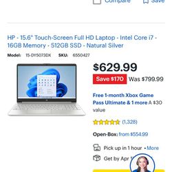  New! HP 15 Inch Touch Screen Laptop