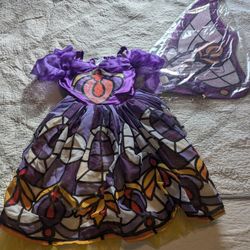 Girls Size 6 Or 8 Stained Glass Fairy Costume Dress With Wings, New in Pkg