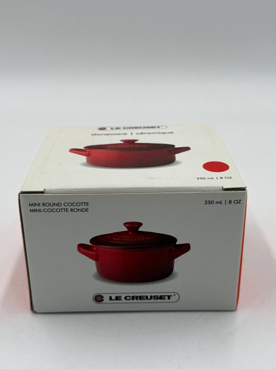 NEW Le Creuset Red Petite round casserole Mini Cocotte CK Cerise 8oz 10cm