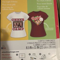 Heat transfer sheets for dark colors and light colors