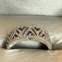 Vera Wang White Gold Diamond Sapphire Ring