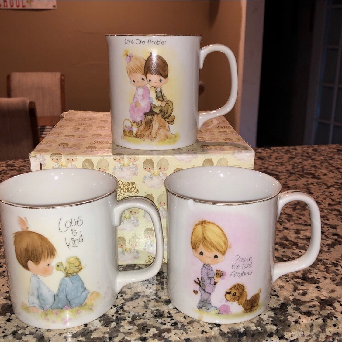 3 Precious Moments Enesco  Collectible Coffee Mugs Vintage 1983