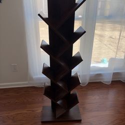 Wooden Zigzag Bookshelf (54 h, 20 w, 9 d). 