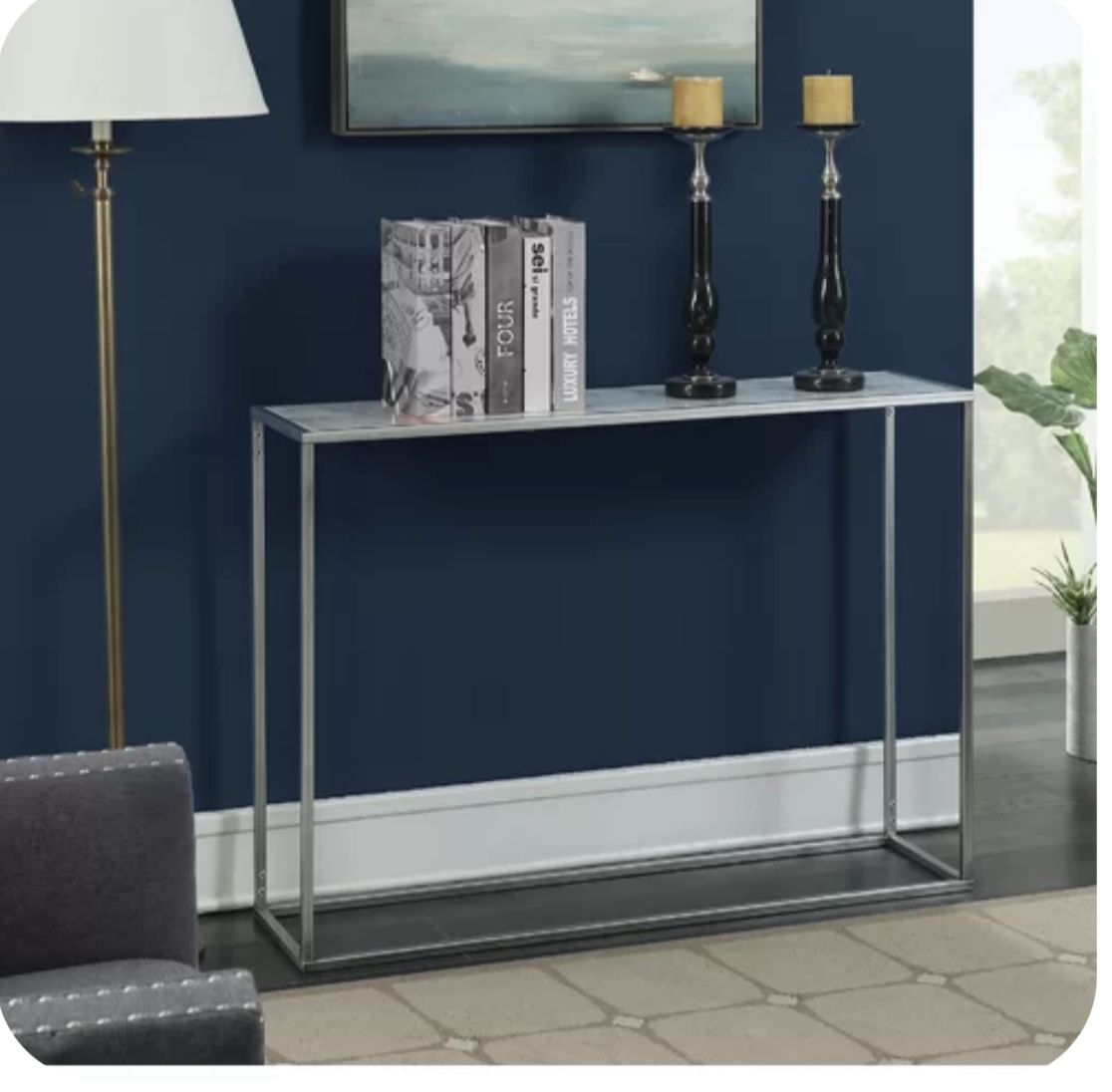42" Console Table * Table Top Color: Mirrored Top Table Base Color: Gold Frame