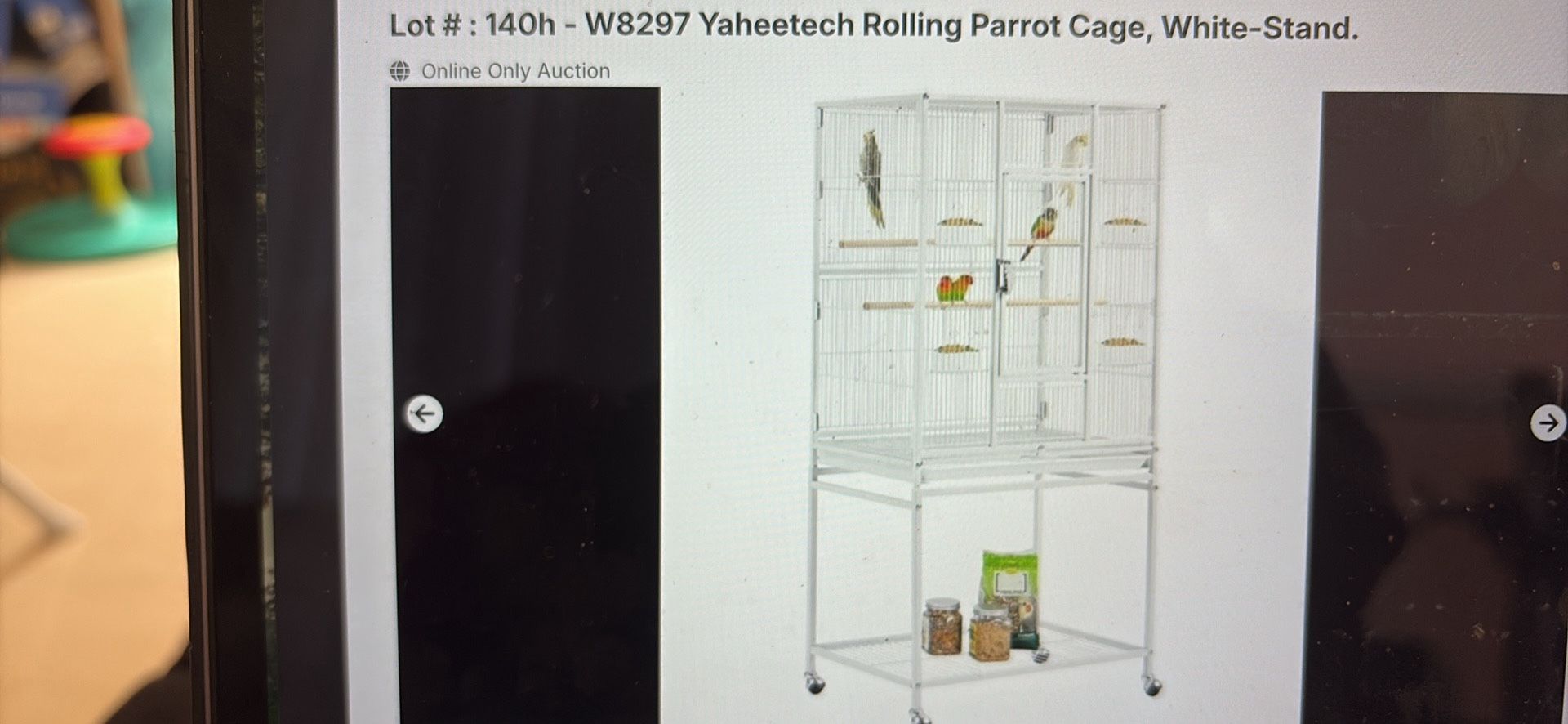 New Yahwetech Rolling Parrot Cage, White Stand(W8297) 