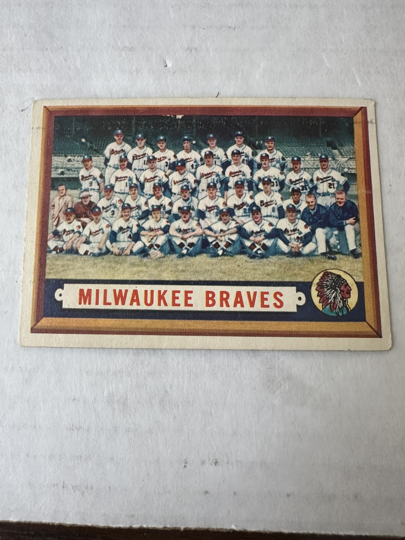 1957 Topps Milwaukee Braves Team Baseball Card 114