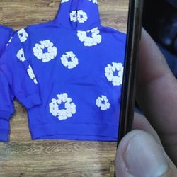 DENIM TEAR BLUE HOODIE