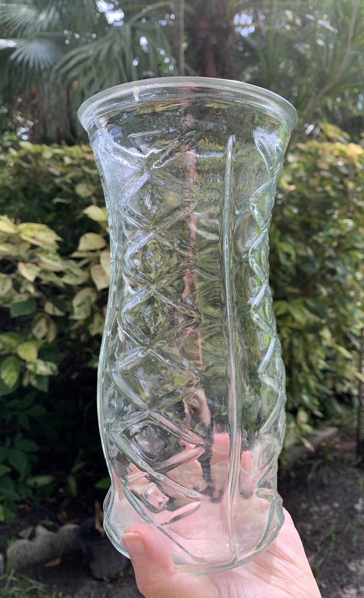 Retro Inspired Clear Glass Vase