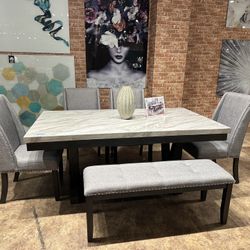 6PC Gray Dining Table Set