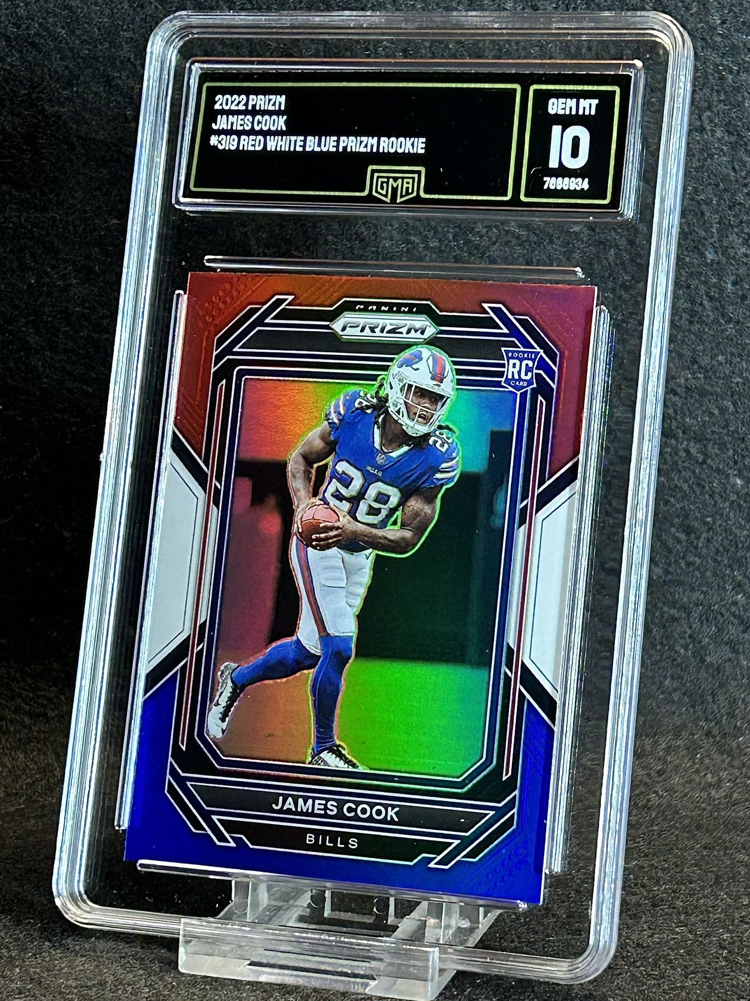2022 Prizm 💥 James Cook 💥 Red White & Blue Rookie Prizm GMA 10 💎 Mint - Buffalo Bills