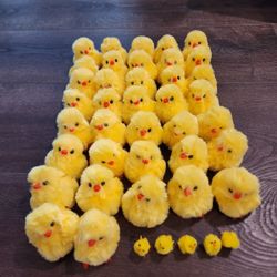 37 Pieces Easter Fur Chicks Fluffy Chenille Chicks Soft Plush Easter 3" +5 mini chickens 1" DIY Egg Bonnet Decorations