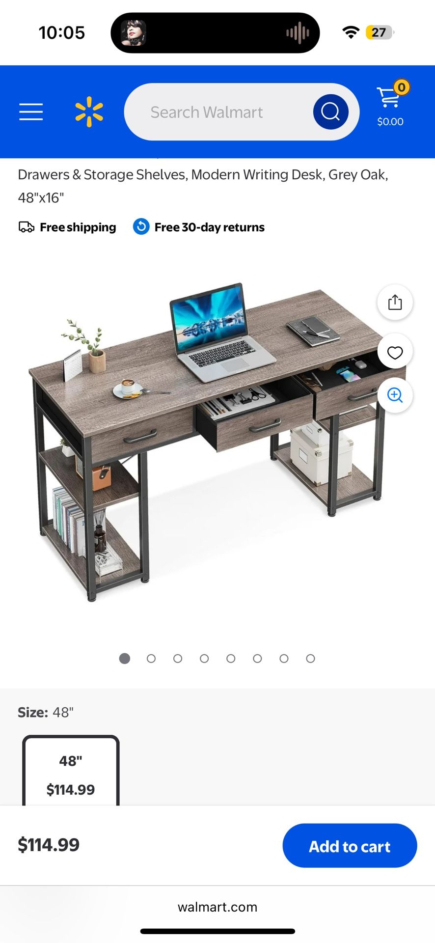 Gray 48 Inch Desk