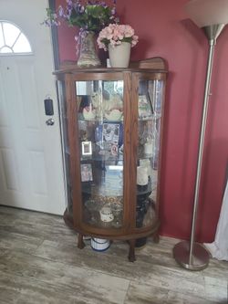 Vintage oak curio cabinet
