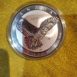 10 Oz. 50 Dollars 9999 Fine Silver 2018 Canada $1100
