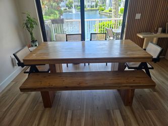 Dining table bench and 4 chairs