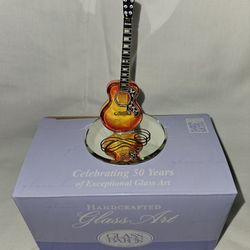 4in Offical Glass Baron, Acoustic Guitar Glass Figurine with 22Kt Gold Accents