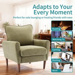 Gianna Fabric Accent Chair with Supportive Backrest and Armrests, Modern Comfortable Chair for Living Room, Bedroom, or Office