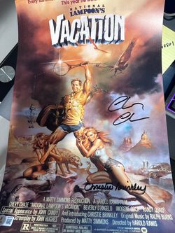 Chevy Chase & Christy Brinkley signed Vacation poster Beckett