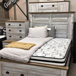 $10 Down finance or Cash  Ashley Two tone Bedroom Set Queen/King Bed Dresser nightstand and mirror