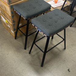 Mamye Upholstered 24” Counter Stool With Metal Frame